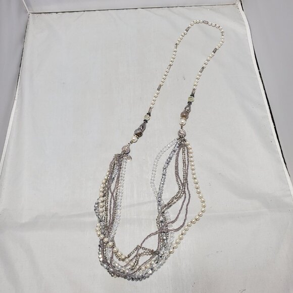 Ali Khan 7-Strand Pearl & Clear Glass Necklace with gift box - Picture 2 of 9